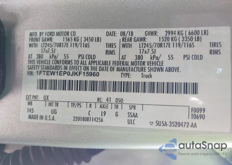 2018 Ford F-150 Xlt from USA, damaged, VIN 1FTEW1EP0JKF15960